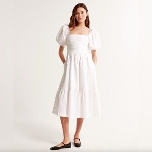 Abercrombie & Fitch Emerson Linen Blend Midi Dress